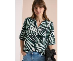 Druckbluse CECIL, Damen, Gr. L (42), palm breeze grün, Web, Obermaterial: 100% Viskose, gemustert, lässig geschnitten hüftbedeckend, Rundhals, abgesteppte Kante, Blusen Druckbluse, Sommerbluse mit gra