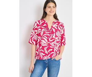 Druckbluse CECIL, Damen, Gr. M (40), beetroot pink, Web, Obermaterial: 100% Viskose, bedruckt, geblümt, lässig geschnitten hüftbedeckend, Rundhals, abgesteppte Kante, Blusen Druckbluse, Sommerbluse mi