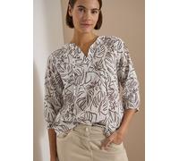 Druckbluse CECIL, Damen, Gr. M (40), light alabaster weiß, Web, Obermaterial: 100% Baumwolle, geblümt, lässig geschnitten hüftbedeckend, Rundhals, elastischer Bund, Blusen Druckbluse, 3/4-Arm Sommerbl