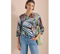 Druckbluse CECIL, Damen, Gr. M (40), palm breeze grün, Web, Obermaterial: 100% Baumwolle, gemustert, hüftbedeckend, Rundhals, Blusen Druckbluse, 3/4-Arm Seersucker-Bluse mit grafischem Multicolor Must