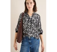Druckbluse CECIL, Damen, Gr. XL (44), light greige, Web, Obermaterial: 100% Viskose, bedruckt, bequem hüftbedeckend, V-Ausschnitt, Bündchen kontrastfarben, Blusen Druckbluse, Print-Bluse mit Tape und