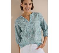 Druckbluse CECIL, Damen, Gr. XS (36), crystal mint, Web, Obermaterial: 100% Baumwolle, geblümt, lässig geschnitten hüftbedeckend, Rundhals, elastischer Bund, Blusen Druckbluse, 3/4-Arm Sommerbluse-Tun