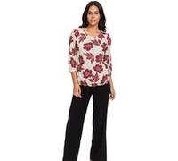 Sheego Druckbluse mit elastischen Bündchen 44 champagner-dunkelrot-bedruckt
