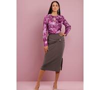 Druckbluse CREATION L, Damen, Gr. 42, lila (malve, dunkelrot, bedruckt), 98% Polyester, 2% Elasthan, bedruckt, gemustert, mehrfarbig, Blusen Druckbluse (26432949-42) malve, dunkelrot, bedruckt