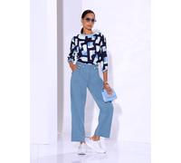 Druckbluse CREATION L, Damen, Gr. 46, blau (hellblau, mittelblau, gemustert), 100% Lyocell, gemustert, U-Boot-Ausschnitt, Blusen Druckbluse (35293354-46) hellblau, mittelblau, gemustert
