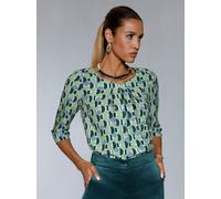 Druckbluse CREATION L, Damen, Gr. 52, grün (eucalyptus, jade, bedruckt), 100% Viskose, gemustert, Rundhals, Blusen Druckbluse (50425821-52) eucalyptus, jade, bedruckt