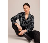 Druckbluse CREATION L PREMIUM, Damen, Gr. 42, schwarz-weiß (schwarz, ecru, bedruckt), 100% Lyocell, bedruckt, gemustert, V-Ausschnitt, Blusen Druckbluse (27937159-42) schwarz, ecru, bedruckt