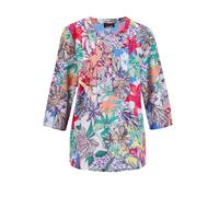 Druckbluse GOLDNER "Kurzgröße Blusenshirt mit Leo-Blüten-Muster", Damen, Gr. 21, bunt (multicolor), Obermaterial: 100% Polyester PES., normal, Sonstiges, Blusen Druckbluse, Ohne (24755358-21) multicol