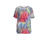 Druckbluse GOLDNER "Kurzgröße Farbbrillante Druckbluse mit liebevollen Details", Damen, Gr. 21, bunt (bunt, getupft), Obermaterial: 100% Viskose CV., normal, Rundhals, Sonstiges, Blusen Druckbluse, Oh