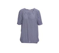 Druckbluse GOLDNER "Kurzgröße Farbbrillante Druckbluse mit liebevollen Details", Damen, Gr. 22, blau (marine, weiß), Obermaterial: 100% Viskose CV., normal, Rundhals, weit Gerade, Blusen Druckbluse, A