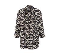 Druckbluse GOLDNER "Kurzgröße Hemdbluse, durchgehende Knopfleiste", Damen, Gr. 21, schwarz (schwarz, sand), Obermaterial: 100% Viskose CV., Manschette, Blusen Druckbluse, Jede Bluse ein Unikat (147123