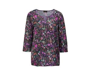 Druckbluse GOLDNER "Kurzgröße Seidig fließende Druckbluse", Damen, Gr. 19, schwarz (schwarz, multicolor), Obermaterial: 100% Polyester PES., Sonstiges, Blusen Druckbluse, Ohne (12488642-19) schwarz, m