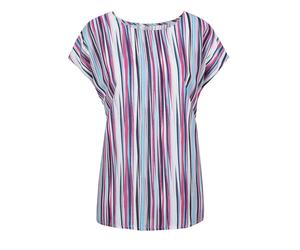 Druckbluse GOLDNER "Kurzgröße Streifenbluse mit Halbarm, überschnittene Schulter", Damen, Gr. 21, rosa (pink, gestreift), Obermaterial: 100% Viskose CV., normal, Sonstiges, Blusen Druckbluse, Ohne (17