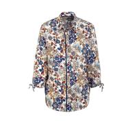 Druckbluse GOLDNER "Kurzgröße Trageangenehme Druckbluse aus Viskose", Damen, Gr. 22, beige (beige, blau, geblümt), Obermaterial: 100% Viskose CV., Sonstiges, Blusen Druckbluse, Jedes Teil ein Unikat (