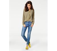 Druckbluse HEINE, Damen, Gr. 38, gelb (gelb, grau), 100% Viskose, bedruckt, gemustert, Blusen Druckbluse (22210367-38) gelb, grau