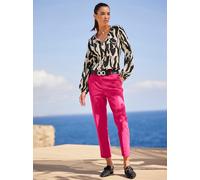 Druckbluse HEINE, Damen, Gr. 44, beige (schwarz, sand, bedruckt), 100% Viskose, bedruckt, gemustert, mehrfarbig, Rundhals, Blusen Druckbluse (94392054-44) schwarz, sand, bedruckt