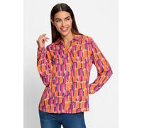 Druckbluse HEINE, Damen, Gr. 44, bunt (orange, pink, bedruckt), 100% Viskose, bedruckt, gemustert, mehrfarbig, Blusen Druckbluse (18671139-44) orange, pink, bedruckt