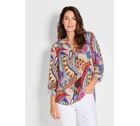 Schlupfbluse GOLDNER "Kurzgröße Florale Druckbluse mit V-Ausschnitt", Damen, Gr. 20, bunt (bunt, gemustert), Obermaterial: 100% Viskose CV., Modisch, normales Bündchen, Blusen Schlupfbluse, Knopfleist