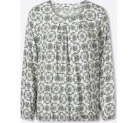 Schlupfbluse HEINE, Damen, Gr. 40, khaki, sand, bedruckt, 100% Viskose, bedruckt, geblümt, gemustert, mehrfarbig, Rundhals, Blusen Schlupfbluse (78836137-40) khaki, sand, bedruckt