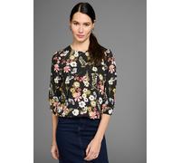 Druckbluse LAURA SCOTT, Damen, Gr. 36, schwarz (schwarz, geblümt), Web, Obermaterial: 100% Viskose, geblümt, lässig geschnitten hüftlang, Rundhals, mit innenliegendem Gummizug, Blusen Druckbluse, mit