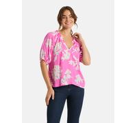 Druckbluse LIEBLINGSSTÜCK "RiaL", Damen, Gr. 46, pink gemustert, Web, Obermaterial: 100% Viskose, geblümt, gemustert, mehrfarbig, normal, Rundhals, elastischer Bund, Blusen Druckbluse, mit gerafftem A