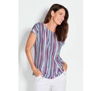 Druckbluse GOLDNER "Kurzgröße Halbarmbluse, überschnittene Schulter", Damen, Gr. 21, rosa (pink, gestreift), Obermaterial: 100% Viskose CV., normal, Sonstiges, Blusen Druckbluse, Ohne (17988431-21) pi