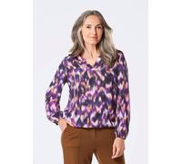 Klassische Bluse GOLDNER "Bluse", Damen, Gr. 42, lila (lila, gemustert), Obermaterial: 100% Viskose CV., figurumspielend, Gummibündchen, Blusen, Tunika-Ausschnitt (25980250-42) lila, gemustert