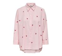 Druckbluse ONLY CARMAKOMA "CARNEW LINA GRACE L/S CHERRY SHIRT WVN", Damen, Gr. 46, crystal rose stripes:hellweiß, Web, Obermaterial: 100% Baumwolle, gestreift, normal, Blusen Druckbluse (24112863-46)