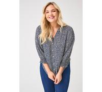 Druckbluse ONLY CARMAKOMA "CARRAYA 3/4 SHIRT WVN NOOS", Damen, Gr. 48, blau (night sky aop:loui leo), Web, Obermaterial: 100% Viskose, bedruckt, regular fit normal, Blusen Druckbluse (17426041-48)
