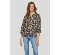 Druckbluse RABE, Damen, Gr. 36, schwarz, Web, Obermaterial: 100% Baumwolle, bedruckt, lässig geschnitten hüftbedeckend, Rundhals, elastischer Bund, Blusen Druckbluse, mit floralem Muster und Splitneck