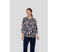 Druckbluse RABE, Damen, Gr. 46, blau (pazifik), Web, Obermaterial: 100% Viskose, bedruckt, unifarben, bequem, V-Ausschnitt, elastischer Bund, Blusen Druckbluse, mit Minimal-Print und Knopfleiste (1466
