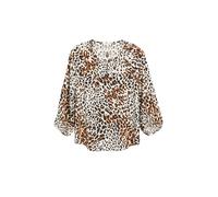 Druckbluse S.OLIVER, Damen, Gr. 36, almond aop, Web, Obermaterial: 100% Viskose, bedruckt, lässig geschnitten hüftlang, Rundhals, elastischer Bund, Blusen Druckbluse, 3/4-Arm Sommerbluse / bedruckt /