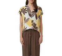 Druckbluse S.OLIVER, Damen, Gr. 40, beige schwarz, Web, Obermaterial: 84% Viskose, 16% Polyamid, geblümt, relaxed fit hüftbedeckend, V-Ausschnitt, Blusen Druckbluse, mit Raff-Details (75657405-40)