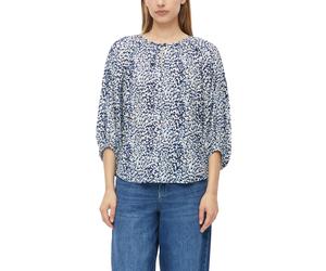 Druckbluse S.OLIVER, Damen, Gr. 40, blau (blau aop), Web, Obermaterial: 100% Viskose, bedruckt, lässig geschnitten hüftlang, Rundhals, elastischer Bund, Blusen Druckbluse, 3/4-Arm Sommerbluse / bedruc