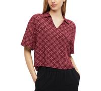 Druckbluse S.OLIVER, Damen, Gr. 42, rot (schwarz pomegranate), Web, Obermaterial: 100% Viskose, gemustert, lässig geschnitten hüftlang, V-Ausschnitt, abgesteppte Kante, Blusen Druckbluse, Sommerbluse