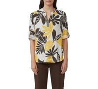 Druckbluse S.OLIVER, Damen, Gr. 44, bunt (braun gelb), Web, Obermaterial: 52% Leinen, 48% Viskose, bedruckt, geblümt, bequem hüftbedeckend, Rundhals, krempelbar, Blusen Druckbluse, mit floralem Muster