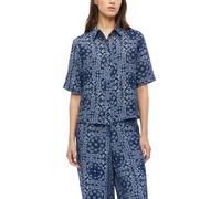Druckbluse S.OLIVER, Damen, Gr. 46, blau, Web, Obermaterial: 84% Viskose, 16% Polyamid, gemustert, relaxed fit normal, Rundhals, abgesteppte Kante, Blusen Druckbluse, Kurzarm Sommerhemd mit grafischem