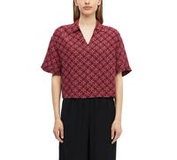 Druckbluse S.OLIVER, Damen, Gr. 46, schwarz pomegranate, Web, Obermaterial: 100% Viskose, gemustert, lässig geschnitten hüftlang, V-Ausschnitt, abgesteppte Kante, Blusen Druckbluse, Sommerbluse mit Al