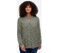 Druckbluse SHEEGO, Damen, Gr. 48, khaki, flieder, bedruckt, 100% Viskose, bedruckt, geblümt, gemustert, mehrfarbig, Blusen Druckbluse (87683406-48) khaki, flieder, bedruckt