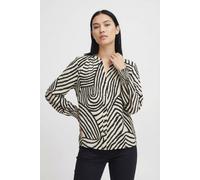 Druckbluse SOYACONCEPT "SC-BECCA 1", Damen, Gr. XL, schwarz combi, Web, Obermaterial: 85% Viskose, 15% Nylon, bedruckt, regular fit normal, V-Ausschnitt, gesmokt, Blusen Druckbluse (52939567-XL) schwa