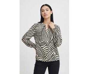 Druckbluse SOYACONCEPT "SC-BECCA 1", Damen, Gr. XL, schwarz-weiß (schwarz combi), Web, Obermaterial: 85% Viskose, 15% Nylon, bedruckt, regular fit normal, V-Ausschnitt, gesmokt, Blusen Druckbluse, aus