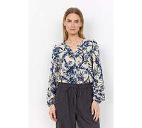 Druckbluse SOYACONCEPT "SC-HALFA 1- AOP", Damen, Gr. M, blau (tempest combi), Web, Obermaterial: 100% Viskose, gemustert, normal, V-Ausschnitt, elastischer Bund, Blusen Druckbluse, Viskose (76701517-M