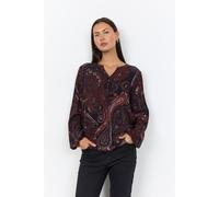 Druckbluse SOYACONCEPT "SC-HALNA 2 AOP", Damen, Gr. M, rot (madder braun combi), Web, Obermaterial: 100% Viskose, gemustert, normal, V-Ausschnitt, Blusen Druckbluse, Viskose (65853134-M) madder braun