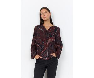 Druckbluse SOYACONCEPT "SC-HALNA 2 AOP", Damen, Gr. XL, rot (madder braun combi), Web, Obermaterial: 100% Viskose, gemustert, normal, V-Ausschnitt, Blusen Druckbluse, Viskose (65853134-XL) madder brau
