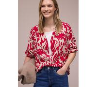 Druckbluse STREET ONE, Damen, Gr. 40, salsa rot, Web, Obermaterial: 100% Viskose, gemustert, figurumspielend hüftbedeckend, V-Ausschnitt, Blusen Druckbluse, 3/4-Arm-Bluse mit floralem Muster und Tape-
