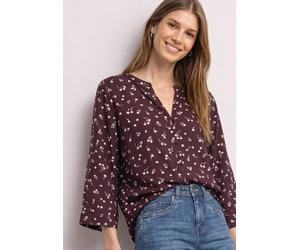 Druckbluse STREET ONE, Damen, Gr. 42, braun (rustic rouge), Web, Obermaterial: 100% Viskose, bedruckt, weit hüftbedeckend, V-Ausschnitt, abgesteppte Kante, Blusen Druckbluse, 3/4-Tunika-Bluse mit Spli