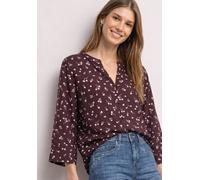 Druckbluse STREET ONE, Damen, Gr. 44, braun (rustic rouge), Web, Obermaterial: 100% Viskose, bedruckt, weit hüftbedeckend, V-Ausschnitt, abgesteppte Kante, Blusen Druckbluse, 3/4-Tunika-Bluse mit Spli