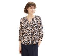 Druckbluse TOM TAILOR, Damen, Gr. 34, bunt (coral cut floral design), Stoff, Obermaterial: 100% Viskose, geblümt, regular fit normal, Serafino, Blusen Druckbluse, mit Serafino-Kragen (18729228-34)