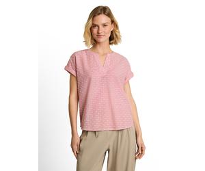 Druckbluse TOM TAILOR, Damen, Gr. 40, rot dobby stripe, Web, Obermaterial: 100% Baumwolle, gepunktet, gestreift, normal hüftbedeckend, Rundhals, abgesteppte Kante, Blusen Druckbluse, Sommer-Tunika mit
