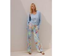 Druckhose eisblau-reseda-bedruckt 40